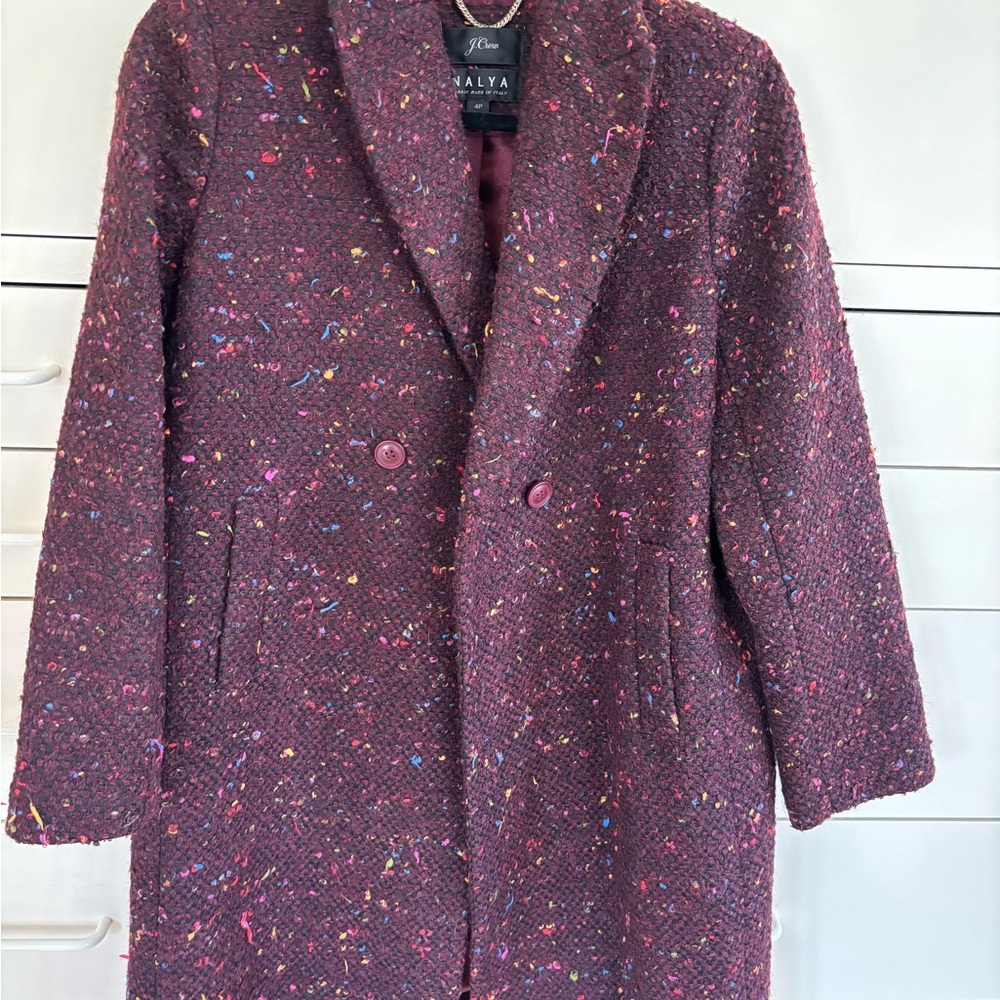J. Crew Daphne topcoat in burgundy multicolor tweed - Picture 3 of 8